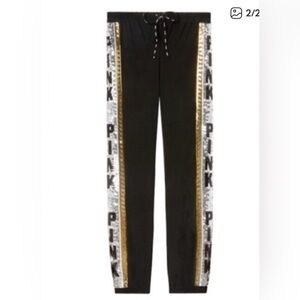PINK VS GOLD BLING JOGGERS NWT S